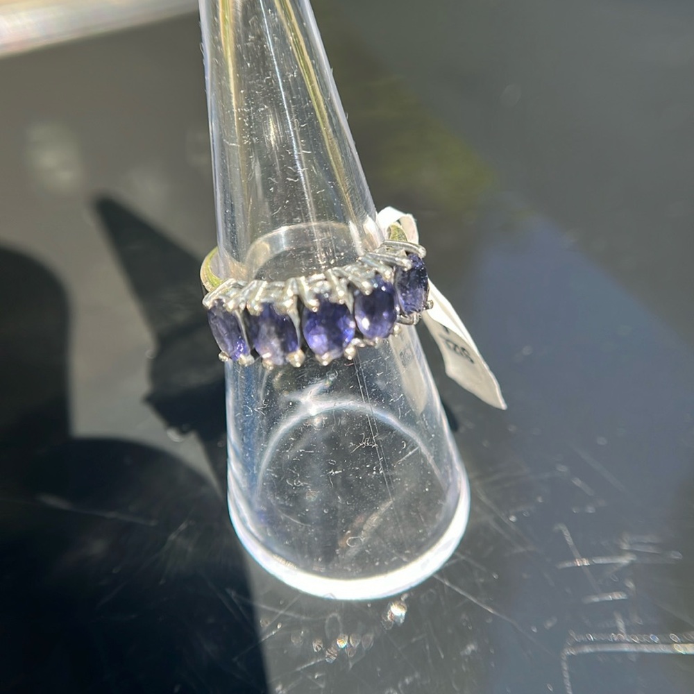 Iolite gemstone sterling silver ring, Purple Gemstone